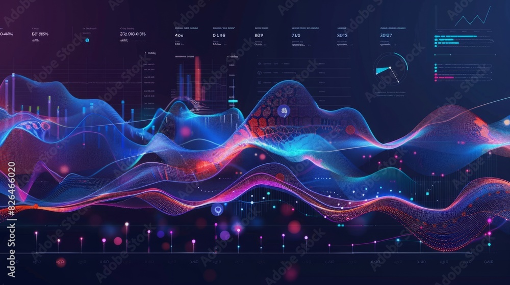 Poster geometric lines intersect with various shapes in a dynamic abstract composition.