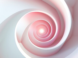 Abstract spiral design with soft pink and white hues creating a hypnotic and mesmerizing visual effect, ideal for backgrounds or artistic projects.