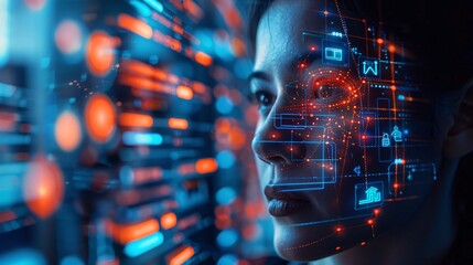Fototapeta premium Internet Engineer in Cyber Space: Advancing Cybersecurity Technology Research and Development, A Tech Business Concept