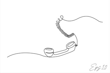 continuous line vector illustration of a wired telephone receiver