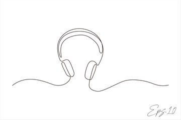 headset continuous line vector illustration