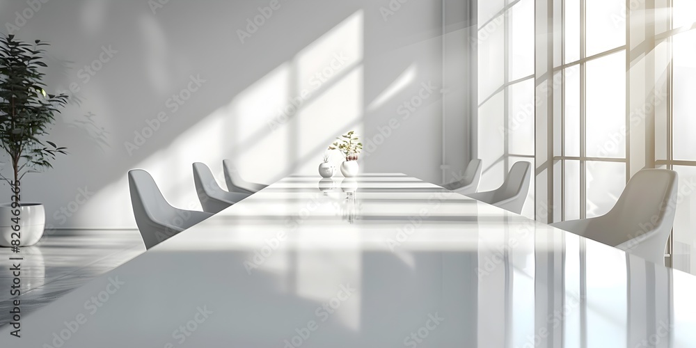 Poster clean and modern office table with bright and airy backdrop for displaying product concepts and pres
