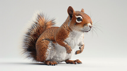 3D image of a standing squirrel on a white background