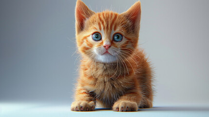 3D model of a curious kitten on a white background