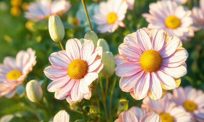 Fototapeta premium pink daisy flowers background 