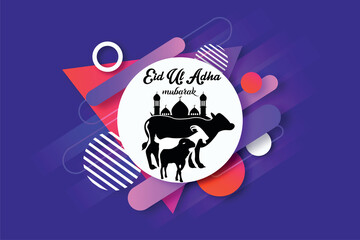 Islamic festival Eid Al Adha mubarak beautiful mosque background vector