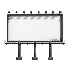 Blank billboard isolated on transparent background. Cut out.