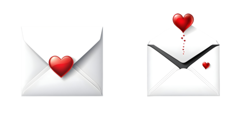 Vector realistic isolated envelope with a heart on transparent background. Perfect for romantic designs, love letters, and Valentine's Day projects.