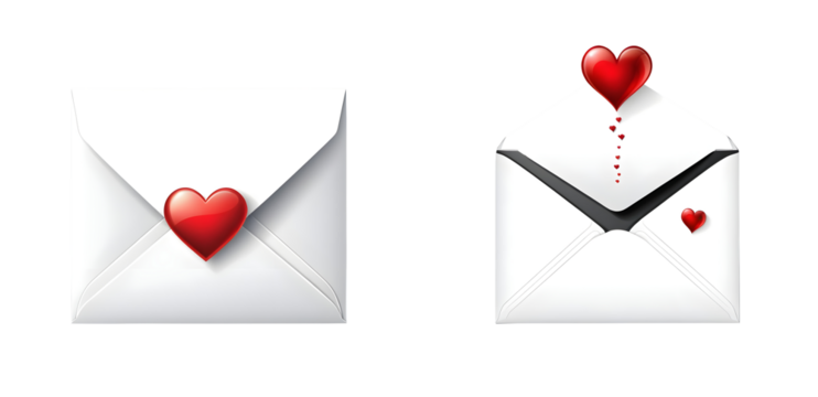 Vector realistic isolated envelope with a heart on transparent background. Perfect for romantic designs, love letters, and Valentine's Day projects. - Powered by Adobe