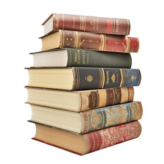 Stack of books isolated on transparent background. Cut out