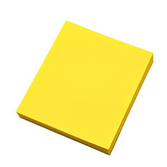 Yellow post it note isolated on transparent background. Cut out