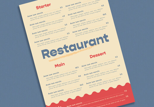 Colourful Restaurant Menu