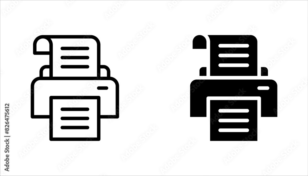 Poster printer vector icons set for graphic and web design. vector illustration on white background