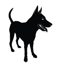 Thai Ridgeback Dog Silhouette on White Background, Vector File
