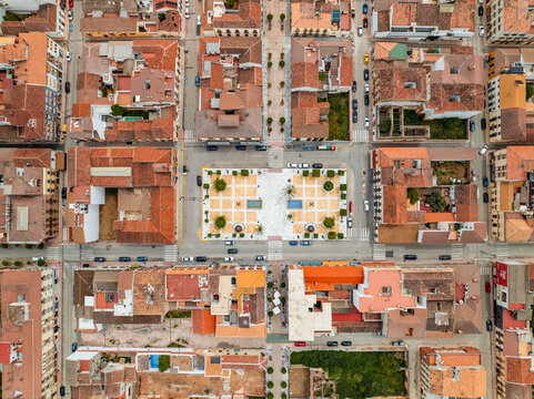 Aerial view of historic town La Carolina, Andalusia, Spain.