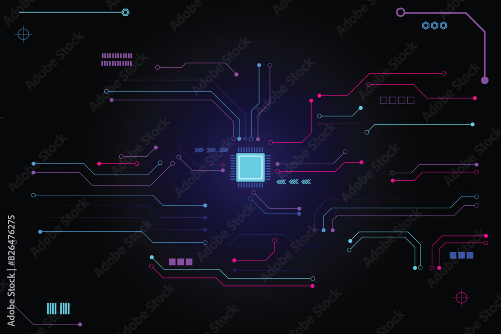 Poster central computer processors cpu concept. circuit board. technology background. motherboard digital c