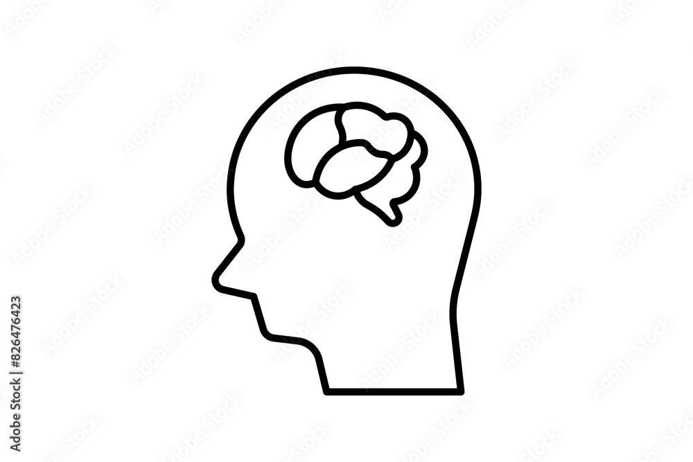 Poster head with brain visible icon. icon related to mental health. suitable for web site, app, user interf