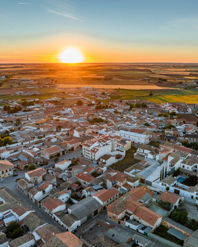 Aerial view of beautiful downtown San Clemente, Castilla - La Mancha, Spain.