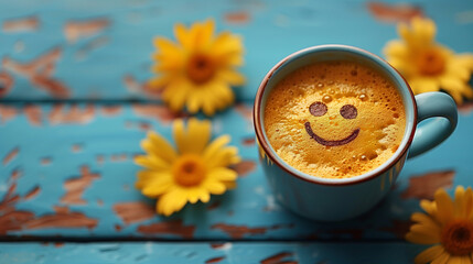 cup of coffee with smile symbol