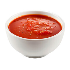 Tomato soup in a bowl isolated on transparent background, cut out.