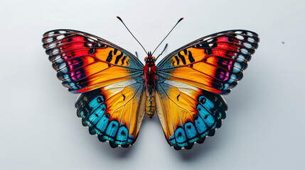 Obraz premium Beautiful butterfly with colorful wings on a white background