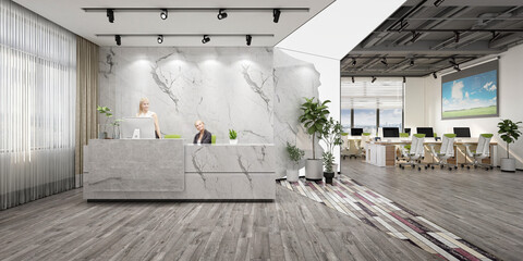 3d render of small business office interior