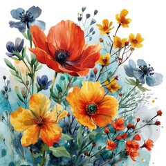 Cute Watercolor Clipart Sheet isolated on white background