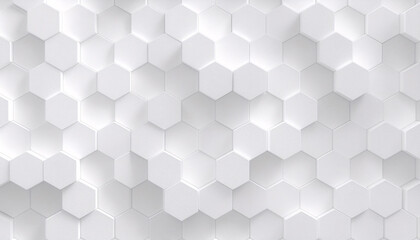 White geometric hexagonal honeycomb shape texture background 3d copy space