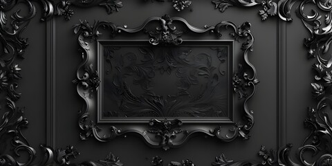 Dramatic Gothic Frame with Intricate Dark Filigree Design Sophisticated Decorative Backdrop for High End or Luxury Concepts