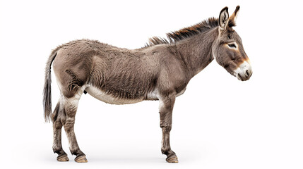 Obraz premium Gentle donkey standing on a white background