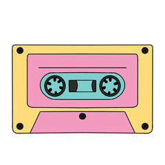 Retro audio cassette, old school retro vintage colorful design