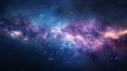 Representing the infinite beauty of outer space, a breathtaking digital artwork depicts a vibrant blue nebula scattered with stars.