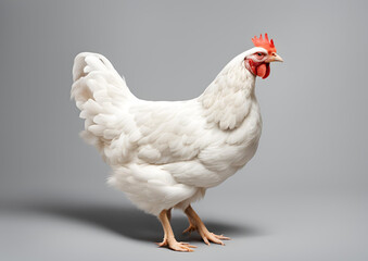 A white hen isolated.