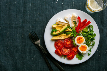 keto diet breakfast egg avocado brie cheese tomato bell pepper