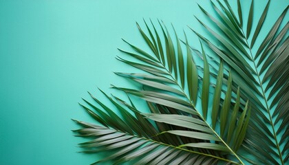 Fototapeta premium Flat Lay Creativity: Tropical Leaves with Copy Space