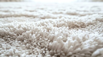 Soft and fluffy white carpet texture. Close up of a luxurious shaggy rug.