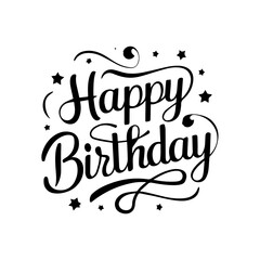 Happy birthday. Hand drawn lettering phrase isolated on white background.