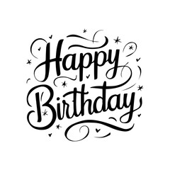 Happy birthday. Hand drawn lettering phrase isolated on white background.