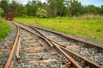 old and rusty railway junction, rehabilitated for tourism