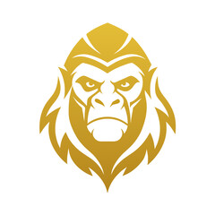 a minimalist golden gorilla logo vector art illustration   icon logo