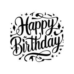 Happy birthday. Hand drawn lettering phrase isolated on white background.