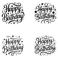 Happy birthday. Hand drawn lettering phrase isolated on white background.
