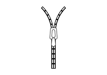 Icono negro de cremallera abrochándose. 