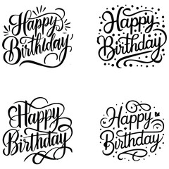 Happy birthday. Hand drawn lettering phrase isolated on white background.