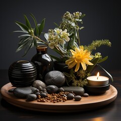 spa still life with candles and orchid