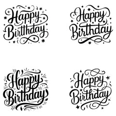 Happy birthday. Hand drawn lettering phrase isolated on white background.