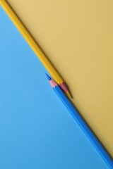 two sharp pencil yellow and blue
