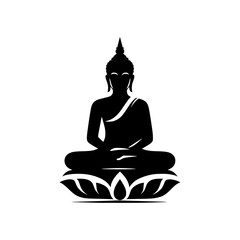 Black silhouette of a sitting buddha. vector logo of a budha.