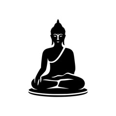 Black silhouette of a sitting buddha. vector logo of a budha.