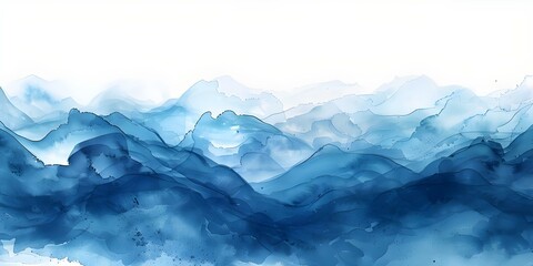 Fototapeta premium Fluid blue watercolor texture evoking ocean waves in abstract art concept. Concept Ocean Waves, Abstract Art, Blue Watercolor, Fluid Texture, Visual Inspiration